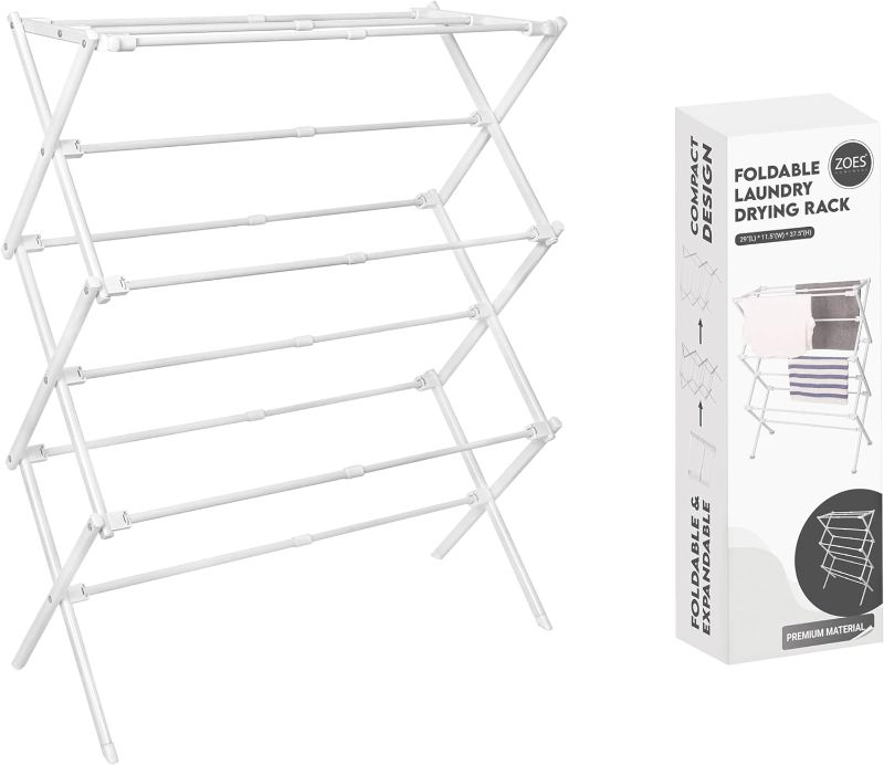 Photo 1 of Clothes Drying Rack for Laundry | Foldable Drying Rack Clothing | Small Collapsible Dry Rack for Clothes | Use for Indoor & Outdoor Drying Clothes | White