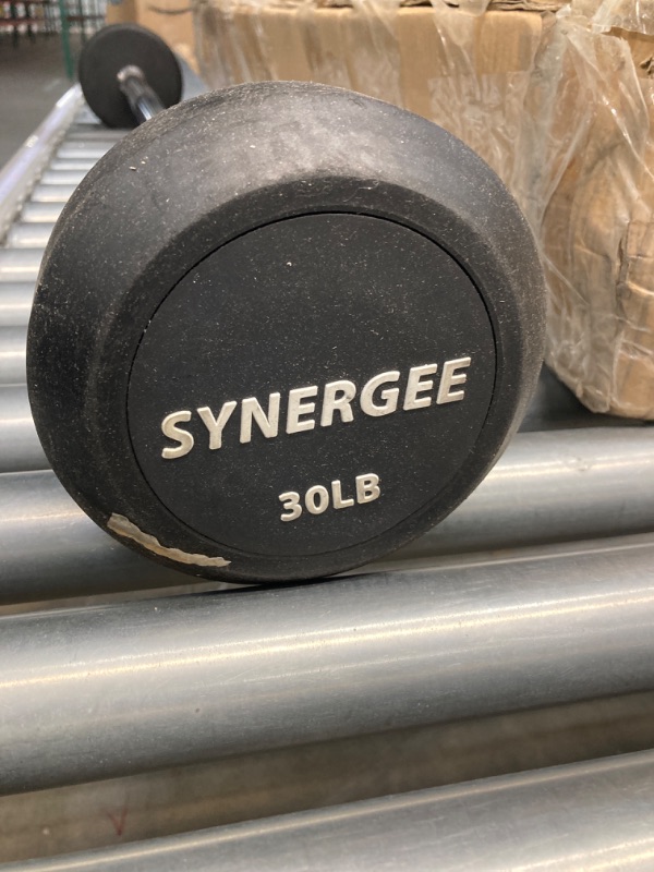 Photo 3 of Synergee Fixed Barbell Pre Weighted Straight Steel Bar with Rubber Weights - Fixed Weight