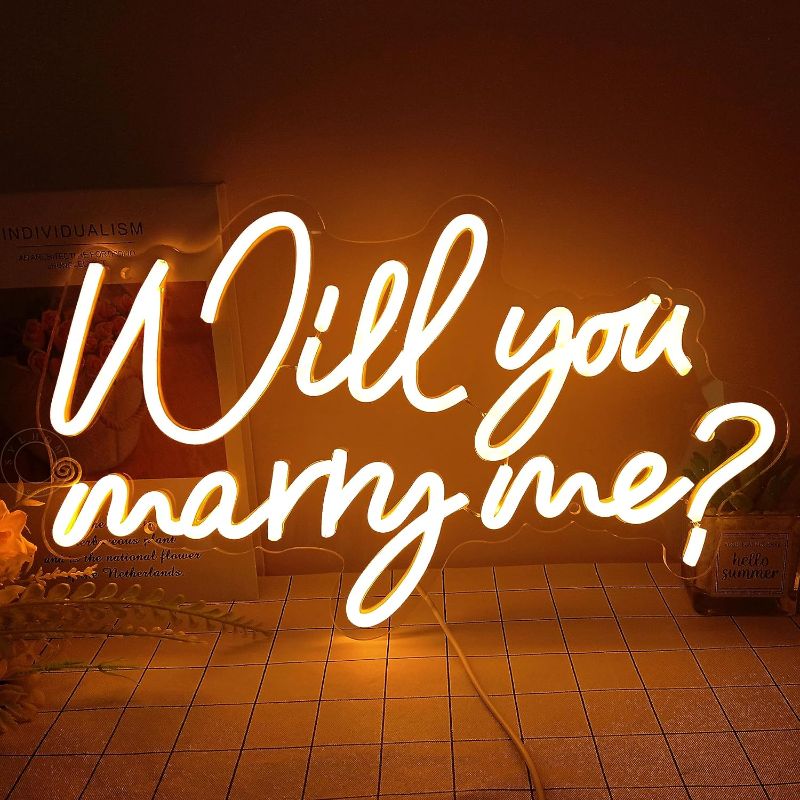 Photo 1 of Will You Marry Me ? Led Neon Light Sign Hanging Proposal Wedding Party Wall Sign Decor Engagement Valentines Day Girlfriend Bridal Shower Gifts 
4pc sign  Warm will you marry me