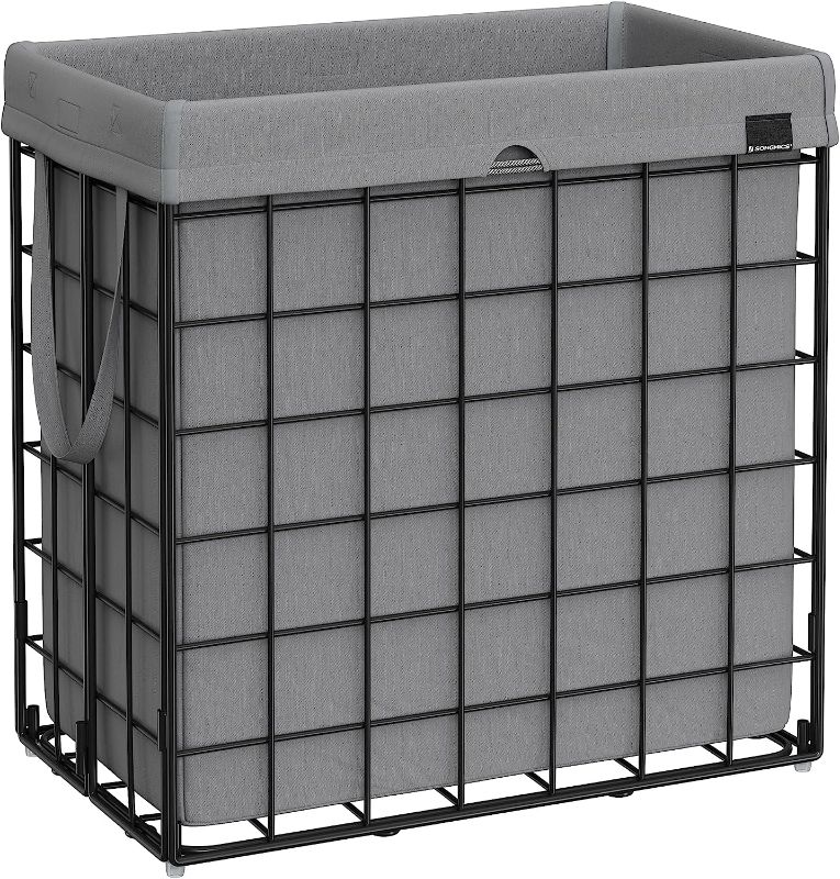 Photo 1 of SONGMICS Laundry Hamper, 29 Gal (110L) Laundry Basket, Collapsible Clothes Hamper, Removable and Washable Liner, Metal Wire Frame, for Bedroom Bathroom, Black and Gray ULCB111G01
