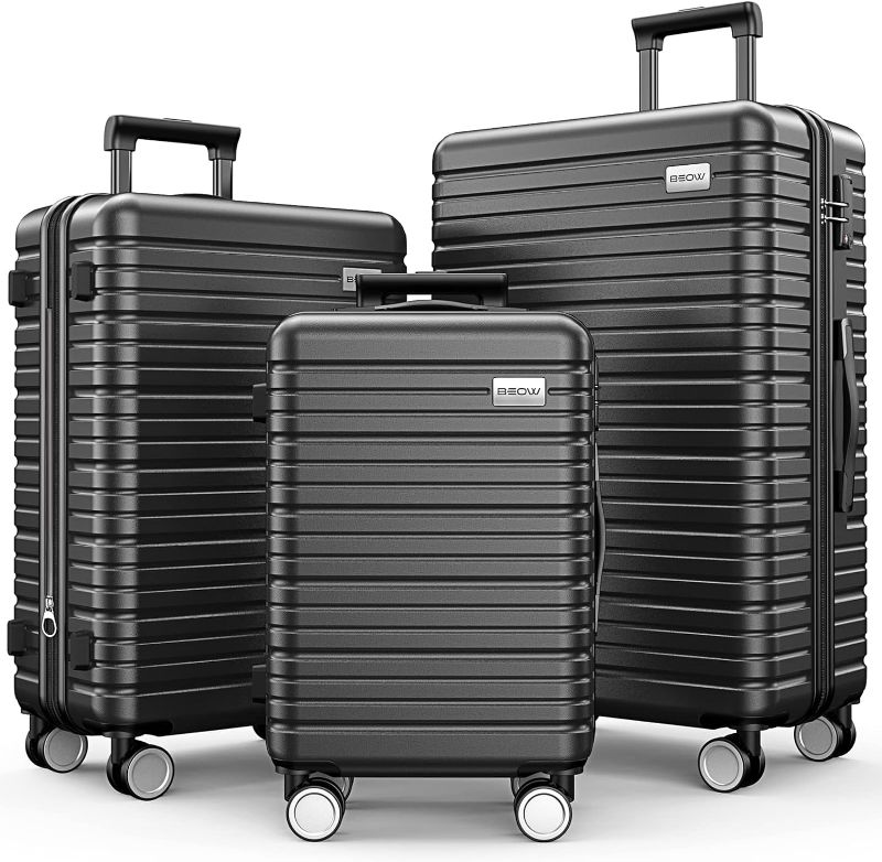 Photo 1 of BEOW Luggage , Expandable Luggage Sets with Spinner Wheels, TSA Lock Suitcases with Carry on Luggage (Gray, 20”24”28”)