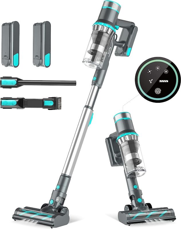 Photo 1 of Belife BVC11 Cordless Vacuum Cleaner, 2 Rechargeable Battery, 25Kpa 380W Brushless Stick Vacuum, Lightweight Vacuum for Home Hardwood Floor Carpet Pet Hair, Max 80mins Runtime, LED Touch Display