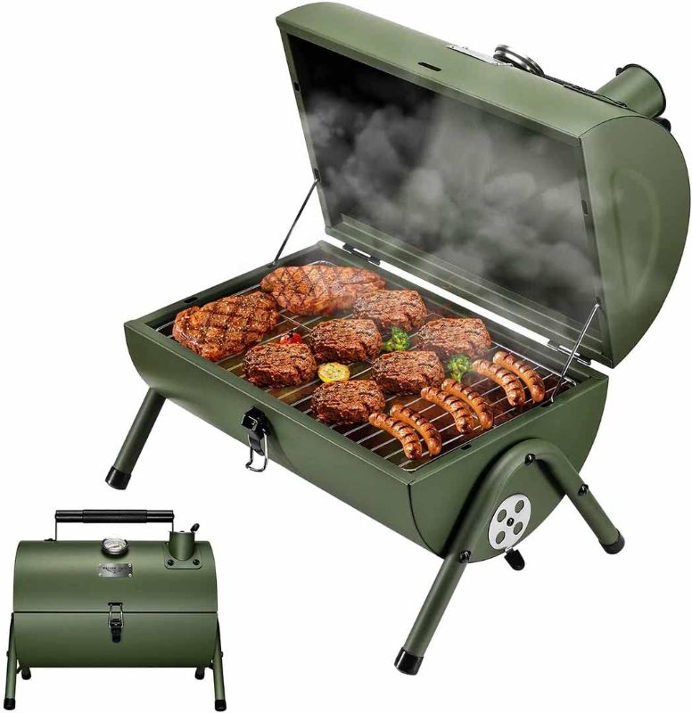 Photo 1 of 
MAISON HUIS Adjustable Portable Charcoal Grill Multi-functional Metal Small BBQ Smoker for Outdoor Hiking Picnic(Green)