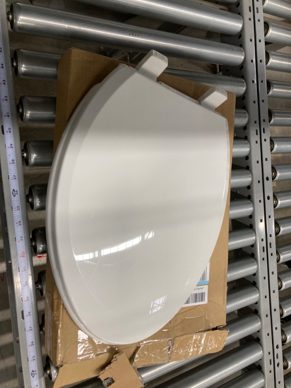 Photo 2 of Bemis 1500EC 000 Toilet Seat with Easy Clean & Change Hinges, Elongated, Durable Enameled Wood, White