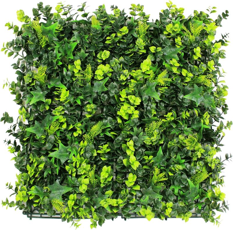 Photo 1 of 
ULAND Artificial Grass Wall, 12pcs 20"x20" Faux Greenery Foliage Panels, Outdoor Green Plant Décor for Privacy Fence