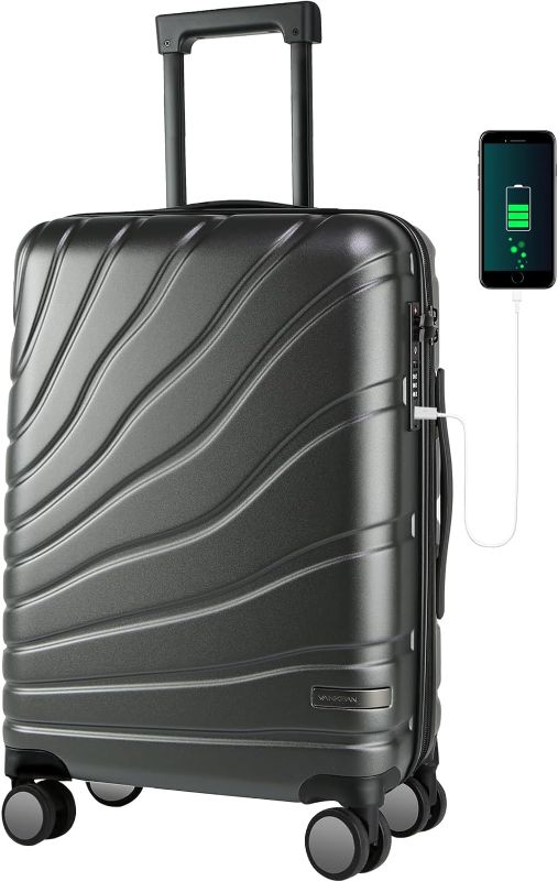 Photo 1 of 
VANKEAN Carry On Luggage with Spinner Wheels & TSA Lock, Expandable Hard Shell Suitcase airline approved?20 Inch Carry-On?Dark Grey