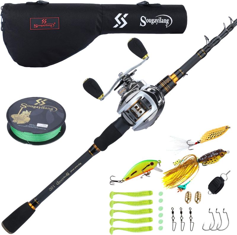 Photo 1 of 
Sougayilang Baitcaster Combo Fishing Rod and Reel Combo, Ultra Light Baitcasting Fishing Reel for Travel Saltwater Freshwater and Beginner 6ft/7ft