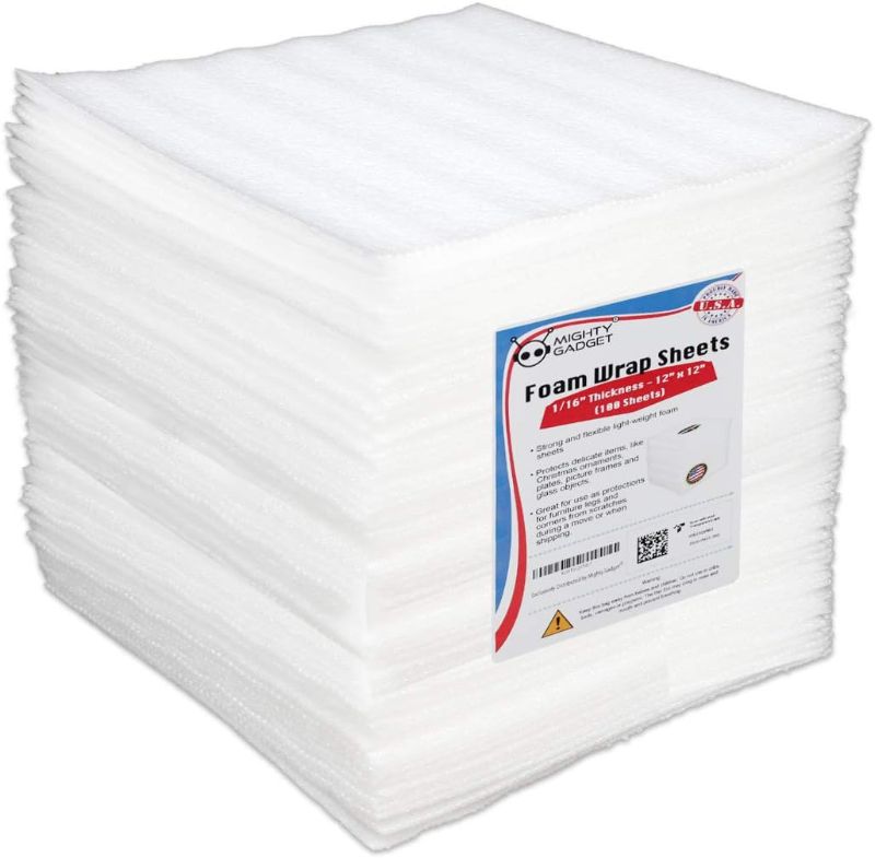 Photo 1 of 
100 Pack Premium Cushioning Foam Wrap Sheets 12x12x1/16" Packing Foam Sheets for Fragile Items and Moving Supplies for Dish Packing