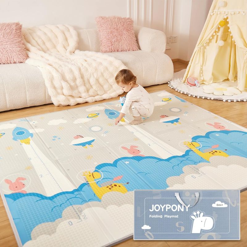 Photo 1 of Baby Play Mat, Foldable Play Mats for Babies and Toddlers, Waterproof & Anti-Slip Portable Baby Floor Mat for Tummy Time, Baby Mat for Floor with Travel Bag for Indoor Outdoor
