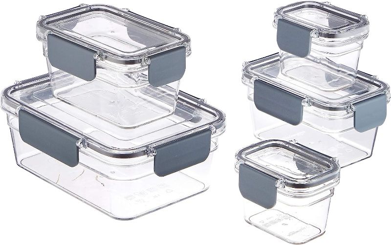 Photo 3 of 
Amazon Basics Tritan Locking Food Storage Container, 10 Pieces, 5 Count (5 Containers With 5 Lids), Clear