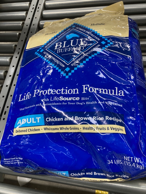 Photo 1 of Blue Buffalo Life Protection Formula Natural Adult Dry Dog Food, Chicken and Brown Rice 34-lb Chicken & Brown Rice 34 Pound (Pack of 1)