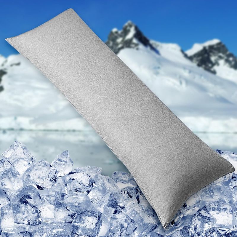 Photo 3 of HOMFINE Cooling Pillowcase Body Size - Double Side Q-Max 0.439 Cooling Fiber for Pillow Protector, Breathable Long Cold Pillow Cover for Hot Sleeper Night...