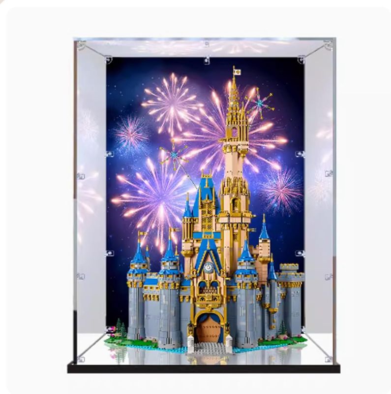 Photo 3 of Acrylic Dustproof Display Case Designed for Lego 43222 Castle Model Collection Protection Display Case (Model Kit Not Included) (Background + Mirror)