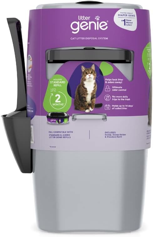 Photo 2 of 
Litter Genie Standard Pail (Silver) | Cat Litter Box Waste Disposal System for Odor Control | Includes 1 Square Refill Bag