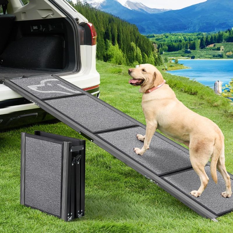 Photo 2 of 
71'' X-Long Dog Ramp for Car -PetThem Folding Pet Steps for Medium & Large Dogs, Portable Pet Stair Ramp with Non-Slip Rug Surface, Dog Car Ramp...