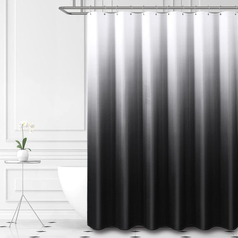 Photo 1 of 
Dynamene Black Fabric Shower Curtain - Ombre Waffle Weave Heavy Duty Shower Curtains for Bathroom, Water Repellent, Simple Hotel Spa Luxury Decorative Cloth... 2 pack