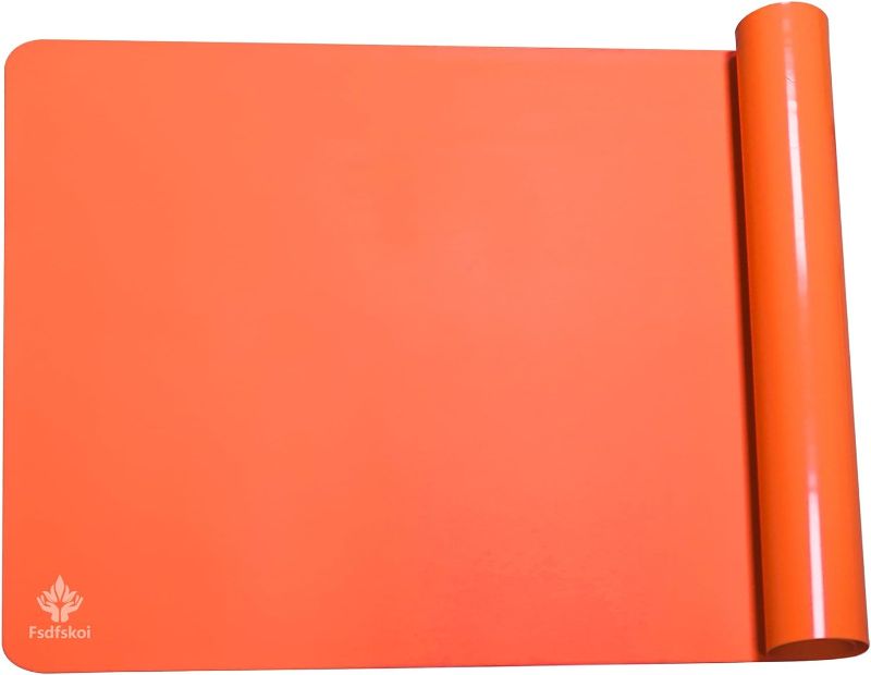 Photo 1 of  36 "x24 inch Oversized Silicone mats, Silicone Process mats Suitable for Flooring Meal mats Baking Painting Clay Projects Art Welding Trees and Other Multi-Purpose Applications (Orange)