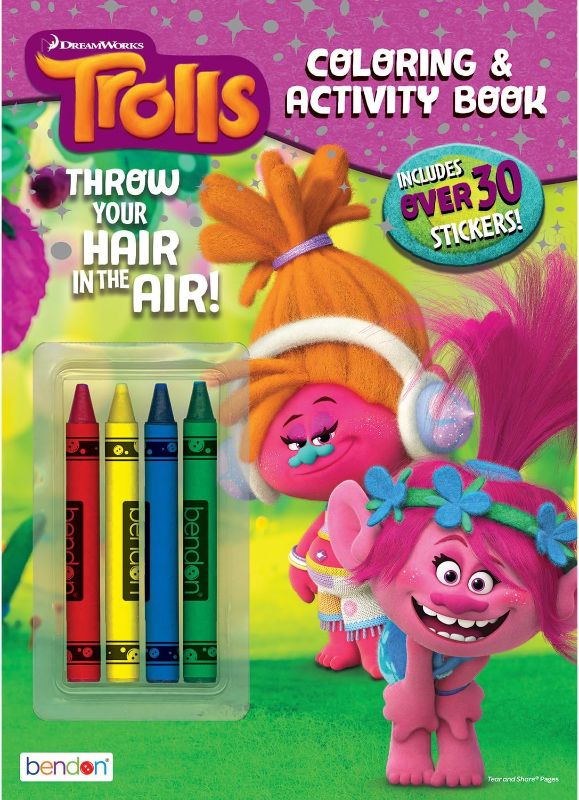 Photo 1 of DreamWorks Trolls 32-Page Coloring & Activity Book with 4 Crayons 39958 Bendon 4 pack