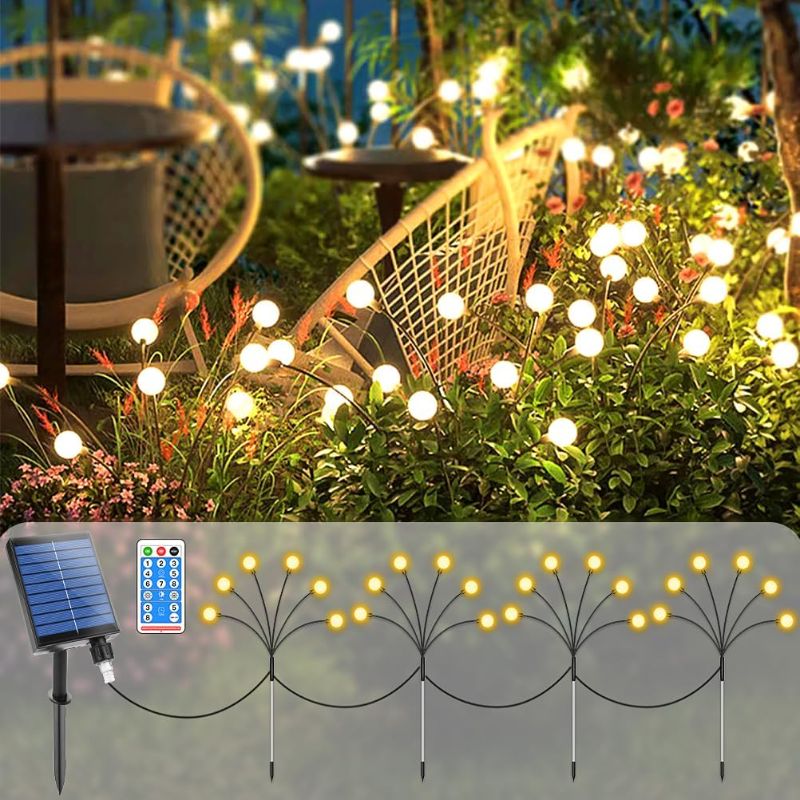 Photo 1 of 
Solar Garden Lights Outdoor, Solar Swaying Light for Outside, 4 Pack 24 Led Waterproof Firefly Lights, Solar Powered Garden Decorations Light, Swaying... 2 boxes 