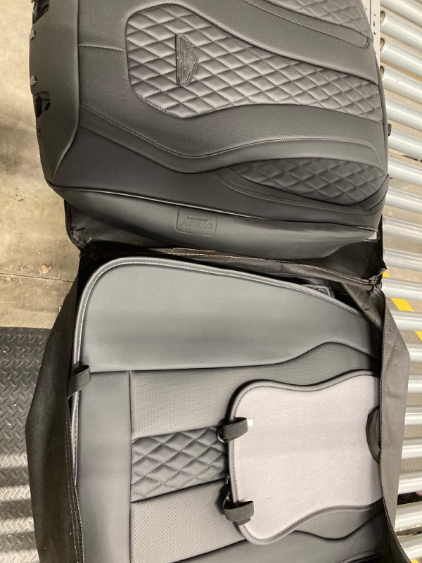 Photo 1 of Coverado Leather Seat Covers, Waterproof Luxury Leatherette Car Seat Cushions for Front and Rear 5 Pcs, Stylish Seat Protectors Auto Accessories Universal Fit Most Sedans, SUVs and Trucks, Black Black FullSet
