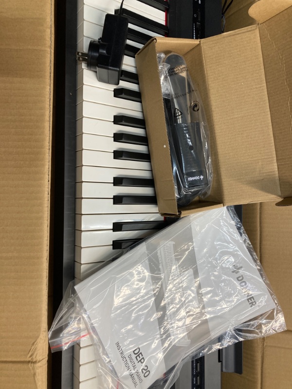 Photo 3 of Donner DEP-20 Beginner Digital Piano 88 Key Full Size Weighted Keyboard, Portable Electric Piano with Sustain Pedal, Power Supply DEP-20 Weighted Digital Piano