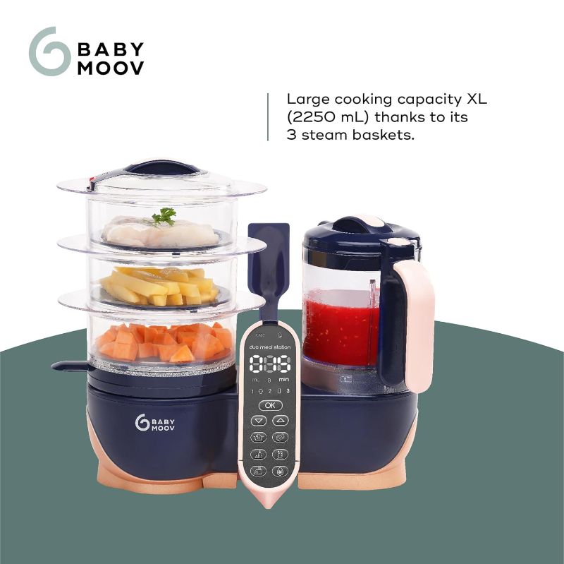 Photo 1 of Babymoov Duo Meal Station XL, 6 in 1 Food Processor with Steamer, Multi-Speed Blender, Warmer, Defroster & Sterilizer (Nutritionist Approved), pink