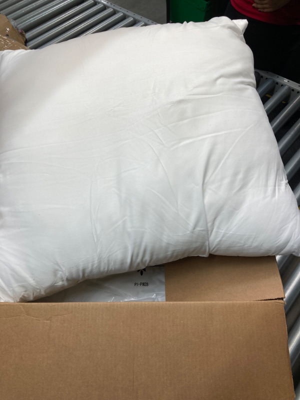 Photo 1 of Acanva Decorative Throw Pillow Inserts for Sofa, Bed, Couch and Chair, Square Euro Sham Form Stuffer with Premium Polyester Microfiber, 28X28 Inch, White 2 Count White 28X28 Inch