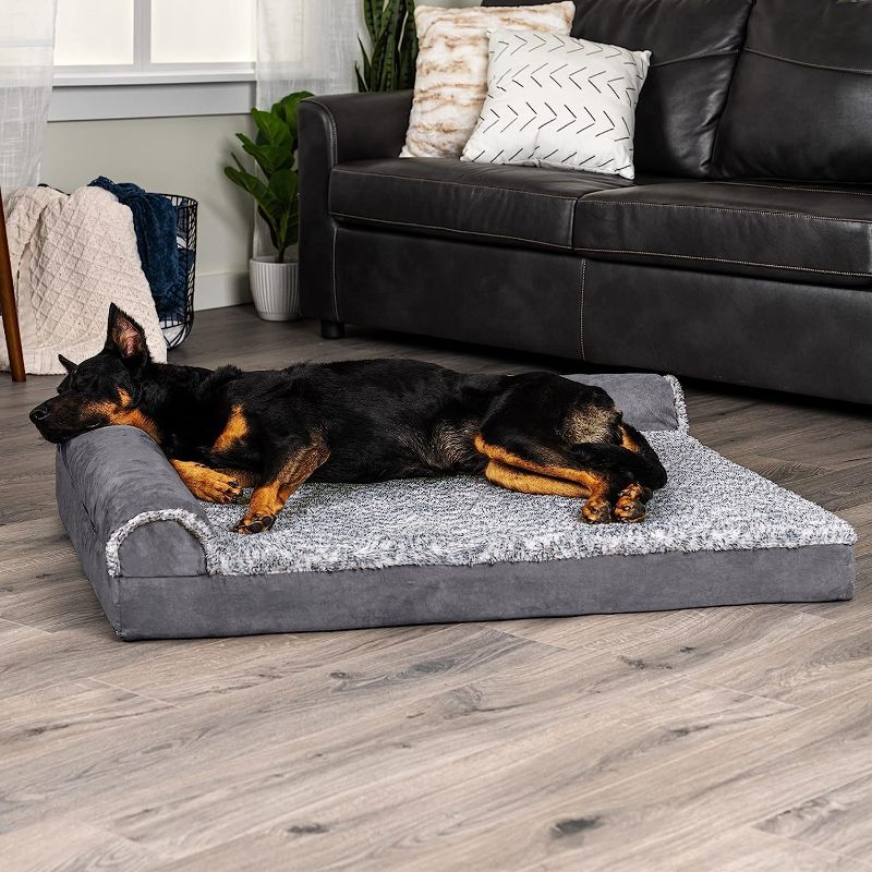 Photo 1 of BFPETHOME Washable Dog Beds for Large Dogs, Orthopedic Dog Bed Large, Big Dog Couch Bed with Removable Washable Cover, Waterproof Lining and Nonskid Bottom, Egg-Crate Foam Pet Sofa Bed for Sleeping 36.0"L x 27.0"W x 6.5"Th Dark Grey