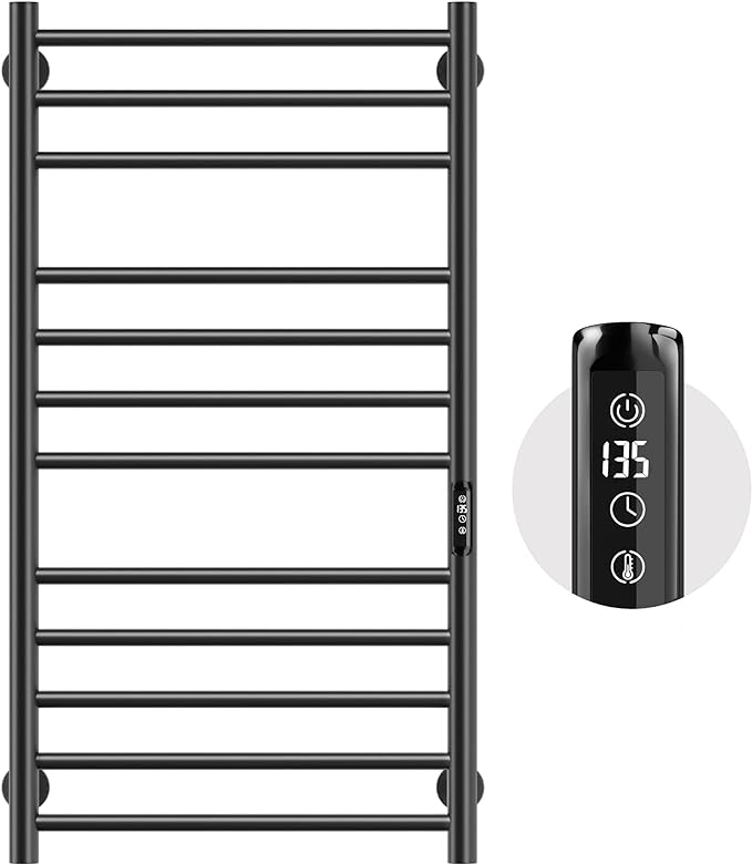 Photo 1 of  Wall Mounted Towel Warmer Rack for Bathrooms, Electric Heated Towel Rack Heater, 12-Bars Stainless Steel Black.