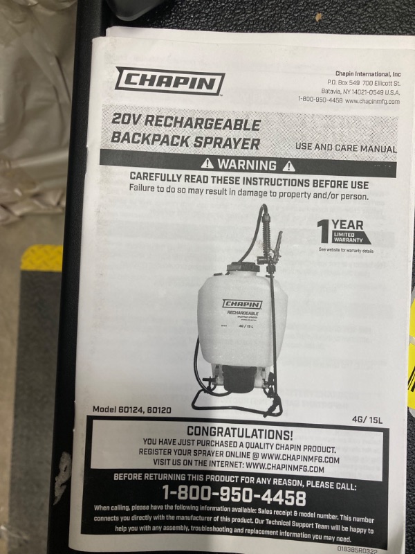 Photo 8 of Chapin 60114 Made in USA 4-Gallon Backpack Sprayer with 3-Stage Filtration System Pump Pressured Sprayer, for Spraying Plants, Garden Watering, Lawns, Weeds and Pests, Translucent White