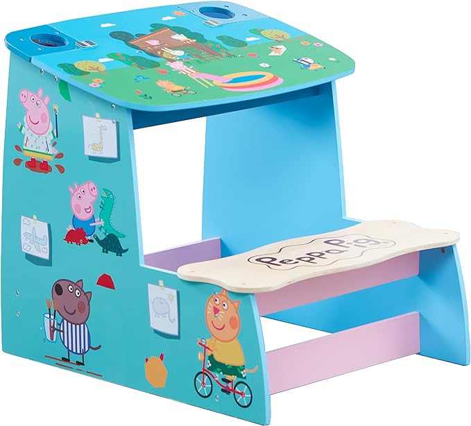 Photo 1 of Peppa Pig Wooden Play Desk, Chalk Board and Storage Compartment. Made from FSC Certified Wood.