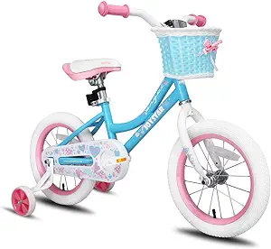 Photo 3 of JOYSTAR Angel Girls Bike for Toddlers and Kids Ages 2-9 Years Old, 12 14 16 18 Inch Kids Bike with Training Wheels & Basket, 18 in Girl Bicycle with Handbrake & Kickstand