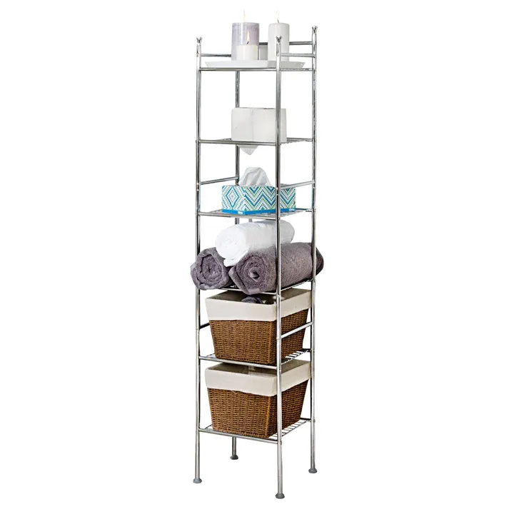 Photo 1 of ***MISSING SCREWS**** Honey Can Do , Chrome 6-Tier Bath Storage Shelving Unit