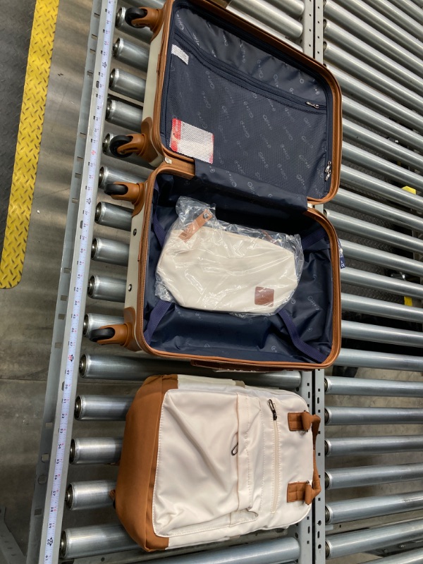 Photo 1 of Coolife Luggage Set 3 Piece Luggage Set Carry On Suitcase Hardside Luggage with TSA Lock Spinner Wheels(White, 3 piece set (BP/TB/20))