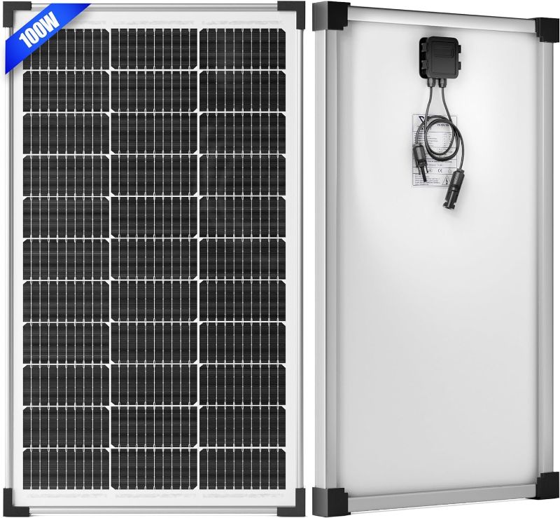 Photo 1 of 100W 12V Solar Panel, High Efficiency 9BB Cell Monocrystalline Solar Panels IP67 Waterproof, Suitable for RV, Marine, Rooftop, Home, Yacht, Off-Grid Applications (100W Single Panel)