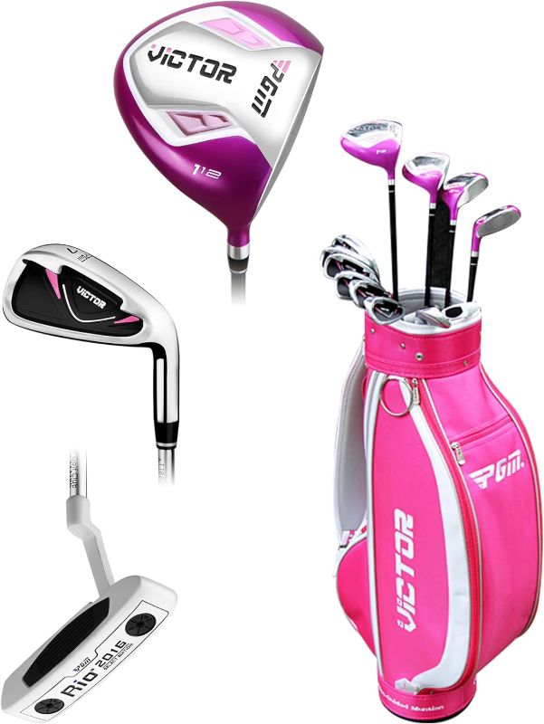 Photo 1 of 13 Pieces Senior Complete Golf Clubs Set for Women Right Handed Includes 460cc Alloy Driver, Fairway Woods, Hybrid, 6-#SW, Putter and Golf Stand Bag