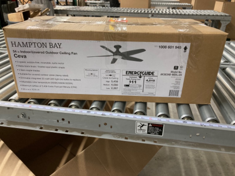 Photo 1 of Ceva 54 in. CCT LED Indoor/Outdoor Matte Black/Barn Maple Blades Ceiling Fan with Light and Remote Control