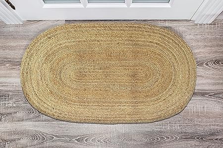 Photo 1 of Chardin home Farmhouse Jute Braid Oval Rug | Perfect as Doormat| Great for Porch, Kitchen, Meditation mat, Study, dorms 