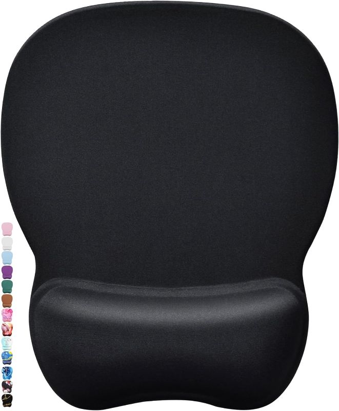 Photo 1 of MROCO Ergonomic Mouse Pad with Gel Wrist Support, Comfortable Mousepad with Smooth Wrist Rest Surface and Non-Slip PU Base for Pain Relief, Computer, Laptop, Office & Home, 9.4 x 8.1 in, Black