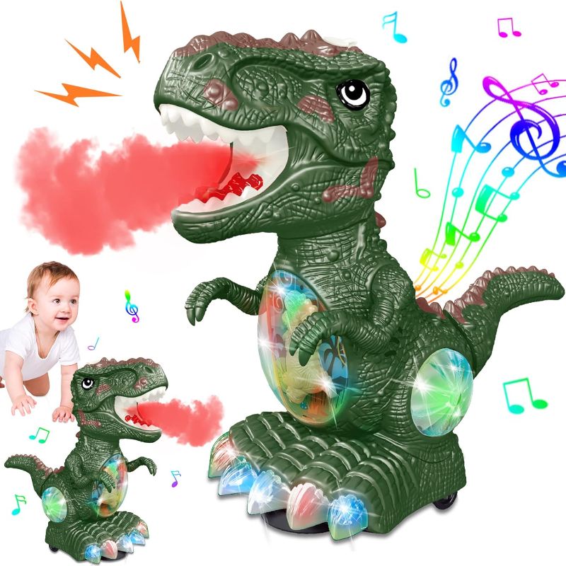 Photo 1 of Dinosaur Toys for 1-2 Year Old Boy,Roar Music and Lights Toddler Toys for Boys Girls Age 1 2 3,Moving Dino Baby Toys with Mist Spray,Electric Dinosaur Toys for Kids 3-5 Easter Christmas Birthday Gifts