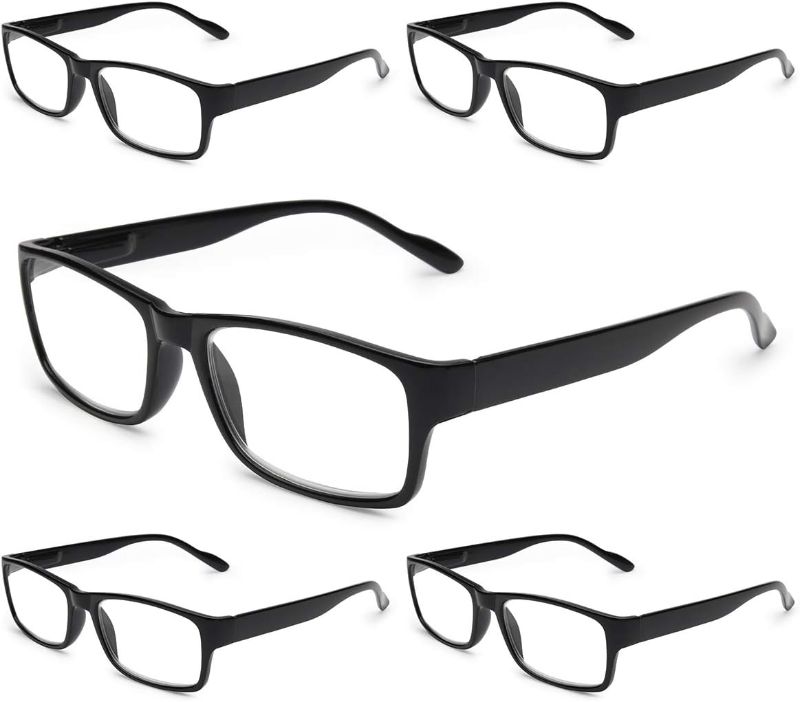 Photo 1 of Gaoye 5-Pack Reading Glasses Blue Light Blocking,Spring Hinge Readers for Women Men Anti Glare Filter Lightweight Eyeglasses (5-pack Light Black, 1.25)