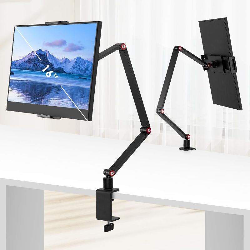 Photo 1 of tablet Stand Holder for ipad,Portable Monitor Stand Holder 15.6'',16'',Webcam Camera Ring Light Desk Mount with 360°Rotate Base,Fits for 4.7-16" Phone,Kindle,Fire HD,Nintendo Switch