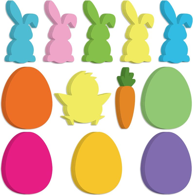 Photo 1 of 108 Pcs Easter Colorful Cutouts Bunny Egg Chick Carrots Paper Accent Easter Classroom Decor Assorted Colors Rabbit Cutouts for School Bulletin Board Party Decorations Kids Easter Spring DIY Craft