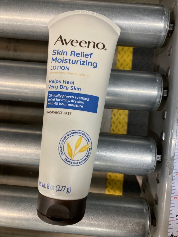 Photo 2 of Aveeno Skin Relief 24-Hour Moisturizing Lotion for Sensitive Skin with Natural Shea Butter & Triple Oat Complex, Unscented Therapeutic Lotion for Extra Dry, Itchy Skin, 8 fl. oz