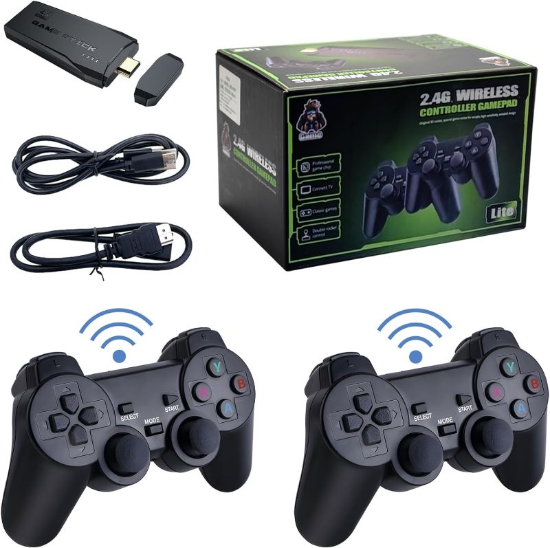 Photo 1 of FUNTELL Wireless Retro Game Console, HD Classic Games Stick Built in 10 Emulators with 20000+ Games and Dual 2.4G Wireless Controllers, 4K HDMI Output Video Games for TV, Gift for Adults & Kids 20000 Games