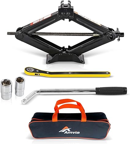 Photo 1 of Car Jack Kit | Scissor Jack for Car 3 Ton (6,600 lbs) - Tire Jack Tool Kit | Portable, Ideal for SUV and Auto - Universal Car Emergency Kit with Lug Wrench | Heavy Duty Material