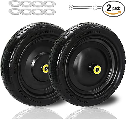 Photo 1 of 2PCS Upgraded 13" Flat-Free Solid Tires Cart Replacement, 5/8" Bearings, 2.17" Offset Hub, 4.00-6 Wheels Compatible with Gorilla Cart, No Inflation, Fits Hand Trucks, Garden Carts