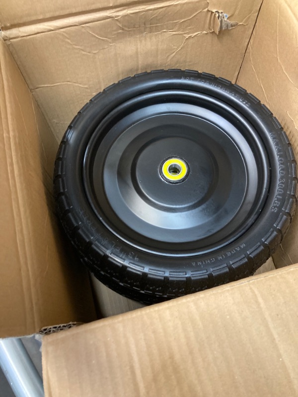 Photo 2 of 2PCS Upgraded 13" Flat-Free Solid Tires Cart Replacement, 5/8" Bearings, 2.17" Offset Hub, 4.00-6 Wheels Compatible with Gorilla Cart, No Inflation, Fits Hand Trucks, Garden Carts