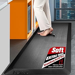 Photo 1 of Anti Fatigue Mat Kitchen Floor Mat, FEATOL Standing Desk Mat Foam Cushioned Anti Fatigue Mats Comfort Standing Pad 9/10 Inch Thick (Black, 20x32x9/10-Inch)