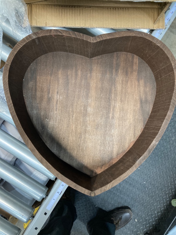 Photo 2 of 1pc Heart Shaped Photography Props Newborn Props Photo Gifts Baby Photo Props Wood Coffee Studio Posing Prop Baby Photo Wooden Bowl Baby Posing Basket Wooden Baby Basket Child